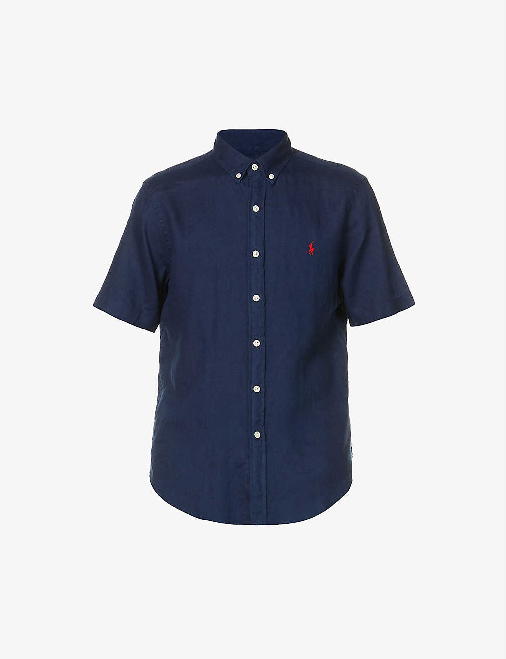 Polo Ralph Lauren Logo-embroidered Slim-fit Linen Shirt In Newport Navy