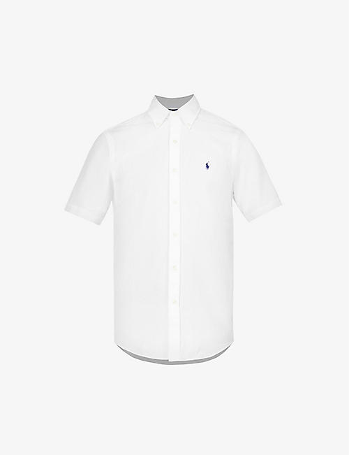 POLO RALPH LAUREN: Logo-embroidered short-sleeved custom-fit cotton shirt