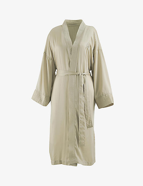 KENZO: Shawl-collar belted woven bathrobe