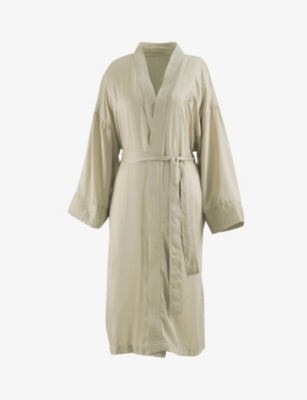 Kenzo Womens Chanvre Shawl-collar Belted Woven Bathrobe In Brown