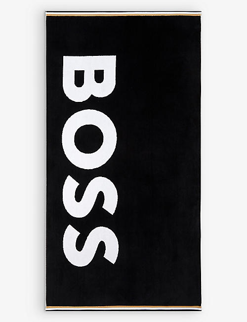 BOSS: Logo-print cotton beach towel 90cm x 170cm