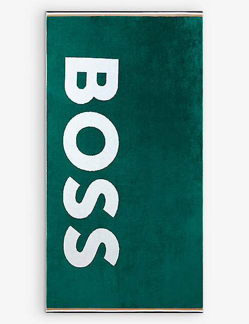 BOSS: Logo-print cotton beach towel 90cm x 170cm