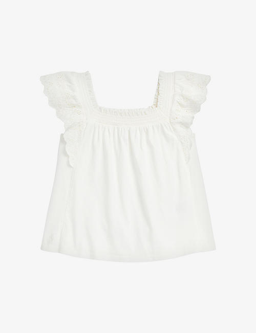 RALPH LAUREN: Embroidered frill sleeve cotton-jersey top 5-6 years