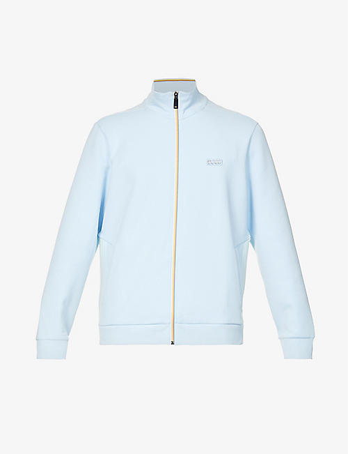 BOSS: Logo-patch zipped stretch cotton-blend sweatshirt