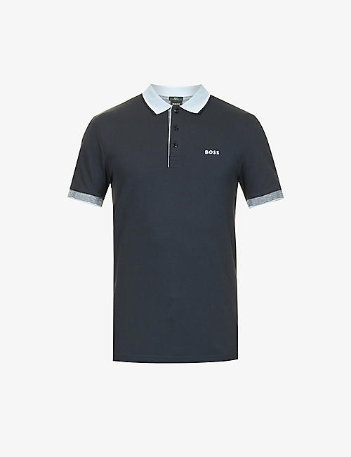BOSS: Logo-print slim-fit stretch cotton-blend polo shirt