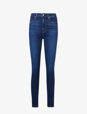 PAIGE Brigitte Slim-leg High-rise Denim-blend Jeans in Blue