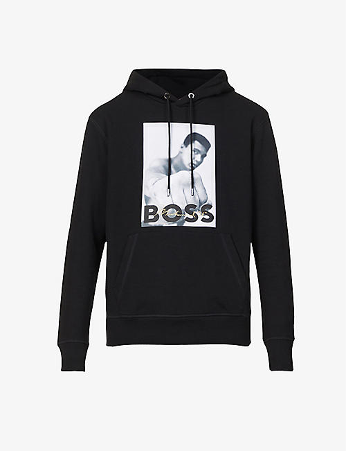 BOSS: Graphic-print regular fit cotton-jersey hoody