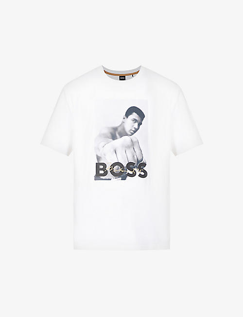 BOSS: Graphic-print cotton-jersey T-shirt