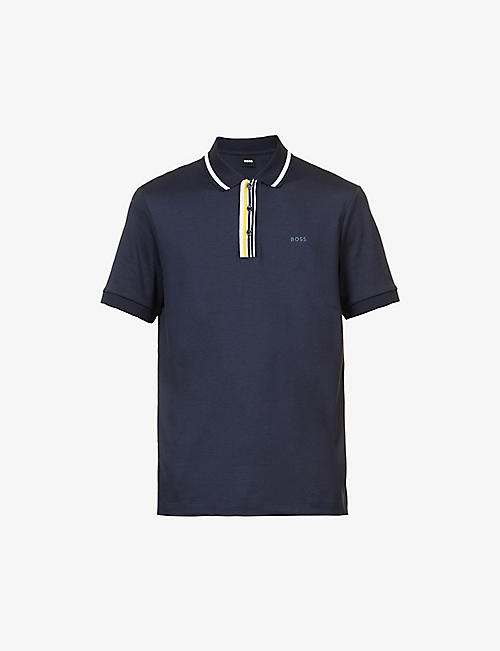 BOSS: Logo-embroidered stretch cotton-blend polo shirt