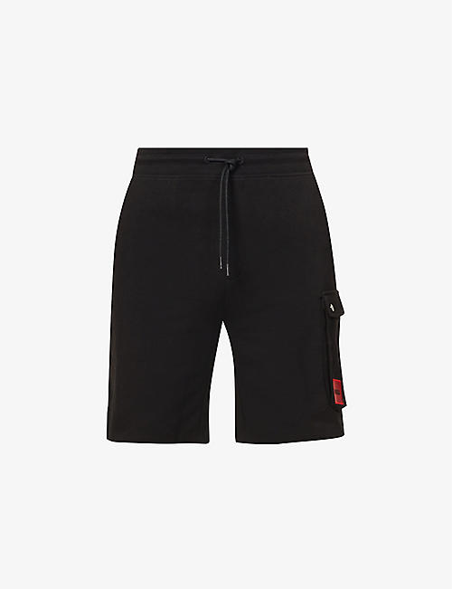 HUGO: Logo-brand cargo-style cotton-jersey shorts