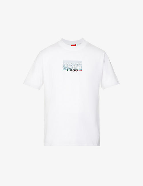 HUGO: Logo-graphic organic-cotton T-shirt