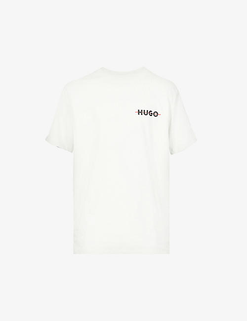 HUGO: 徽标印花平纹针织棉 T 恤