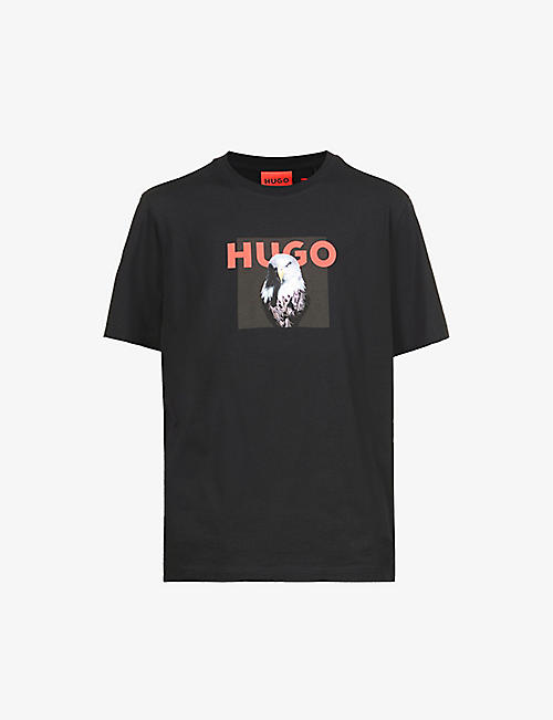 HUGO: Graphic-print cotton-jersey T-shirt