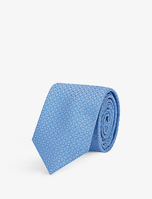 HUGO: Graphic-embroidered silk tie
