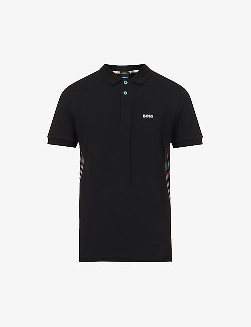 BOSS: Logo-embroidered organic-cotton polo shirt