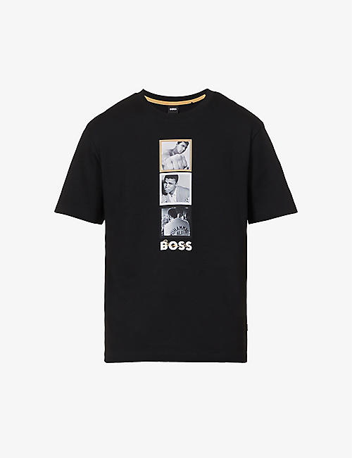 BOSS: Graphic-print cotton-jersey t-shirt