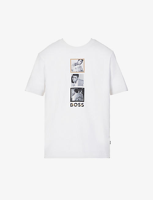 BOSS: Graphic-print cotton-jersey t-shirt