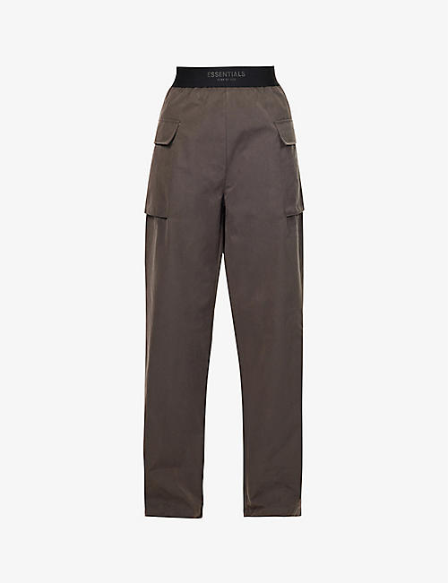 FOG X ESSENTIALS: ESSENTIALS cargo relaxed-fit high-rise cotton-blend trousers