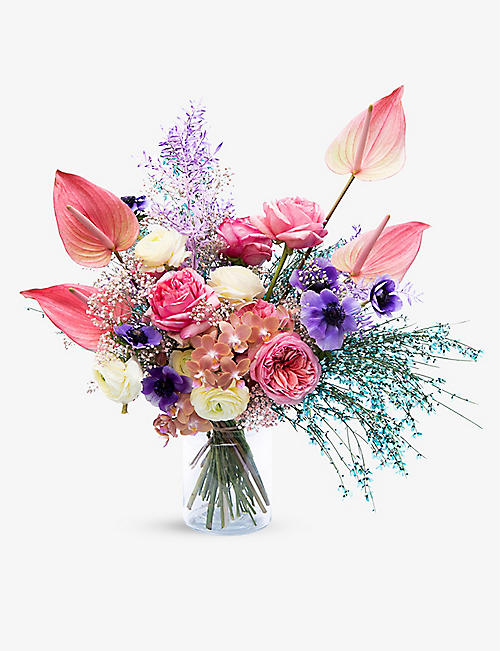 YOUR LONDON FLORIST：Rosy Cheeks 中号干花和鲜花混合花束