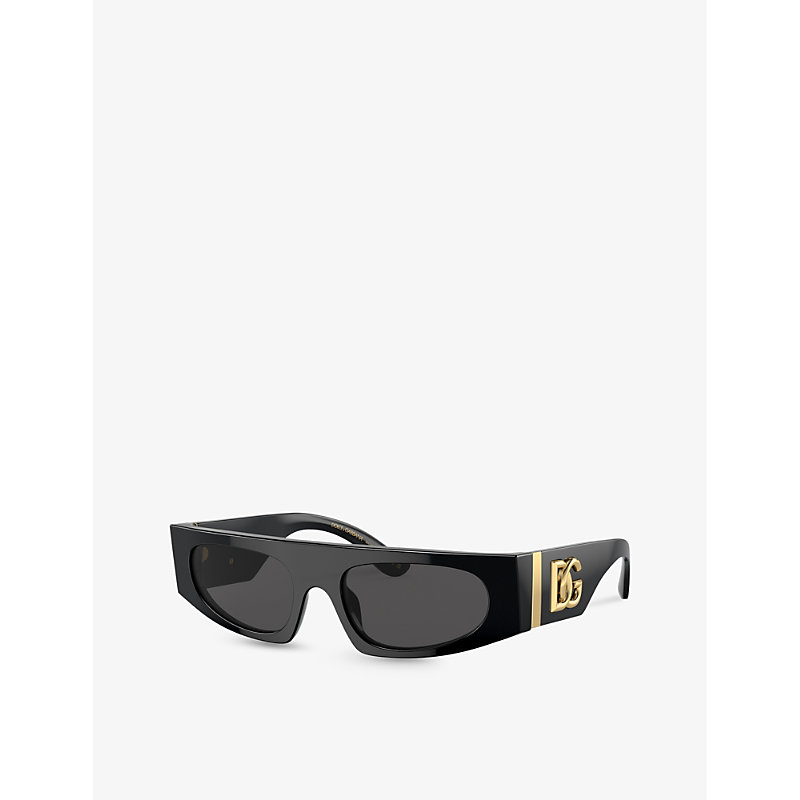 Shop Dolce & Gabbana Women's Black Dg4411 Rectangle-frame Acetate Sunglasses