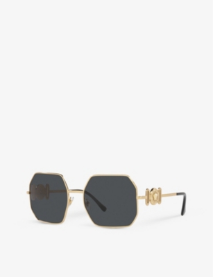 Shop Versace Womens Gold Ve2248 Geometric-frame Metal Sunglasses
