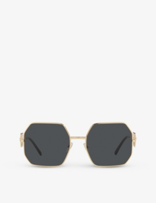 Versace Womens Gold Ve2248 Geometric-frame Metal Sunglasses