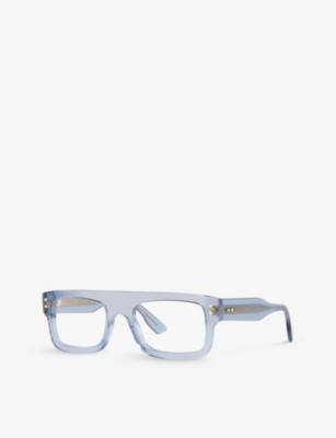 Shop Gucci Women's Blue Gg1085o Square-frame Acetate Glasses