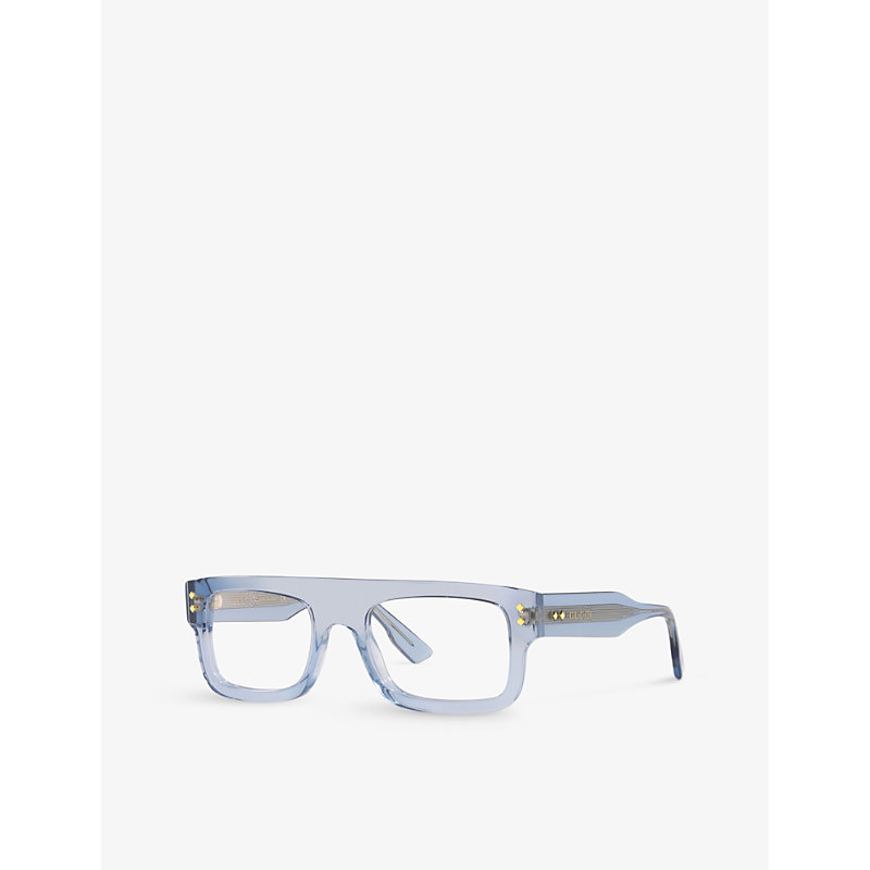 Shop Gucci Women's Blue Gg1085o Square-frame Acetate Glasses