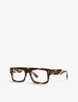Shop Gucci Women's Brown Gg1085o Square-frame Tortoiseshell Acetate Glasses