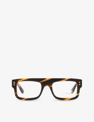 Gucci Womens Brown Gg1085o Square-frame Tortoiseshell Acetate Glasses