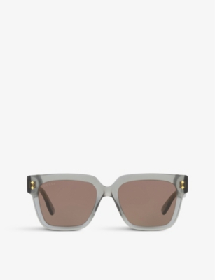 Shop Gucci Womens Grey Gg1084s Square-frame Acetate Sunglasses