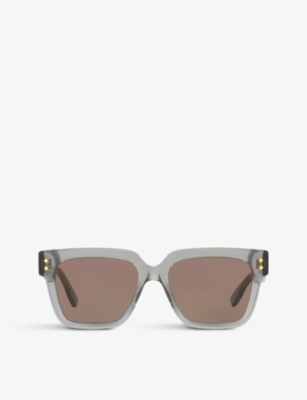 Shop Gucci Women's Grey Gg1084s Square-frame Acetate Sunglasses