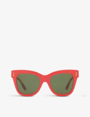 Shop Gucci Women's Pink Gg1082s Cat-eye Acetate Sunglasses