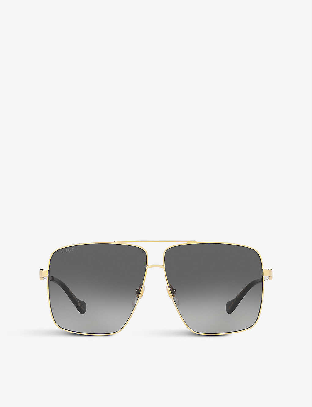 Shop Gucci Women's Gold Gg1087s Metal-frame Aviator Sunglasses