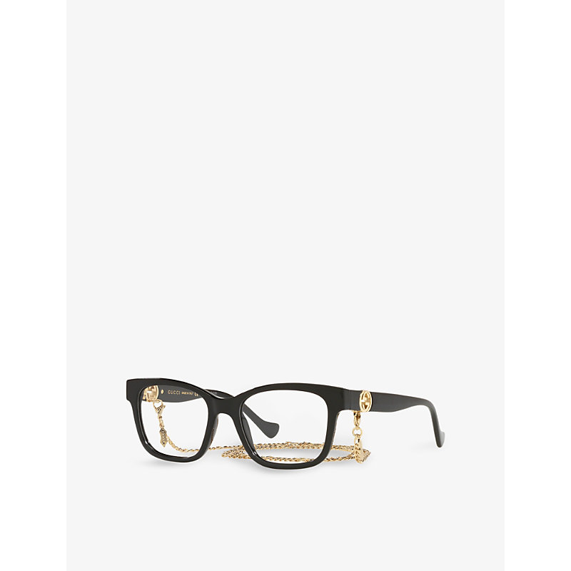 Shop Gucci Women's Black Gg1025o Square-frame Acetate Glasses