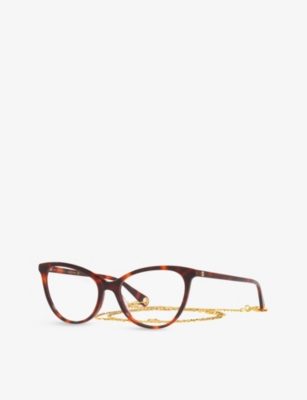Shop Gucci Women's Brown Gg1079o Cat Eye-frame Acetate Optical Glasses