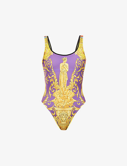 VERSACE: Goddess baroque-print swimsuit
