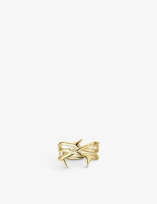 SHAUN LEANE: Rose Thorn yellow gold-plated vermeil sterling-silver ring