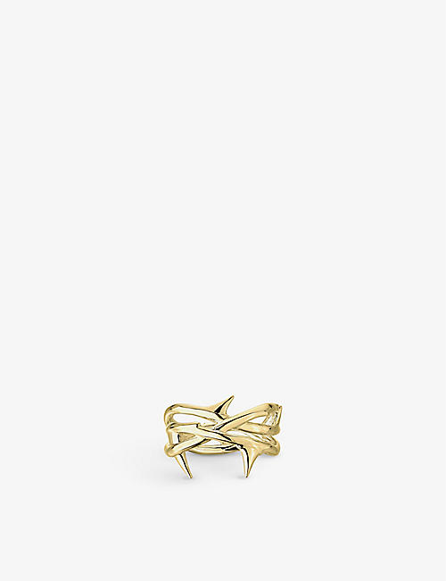 SHAUN LEANE: Rose Thron yellow gold-plated vermeil sterling-silver ring