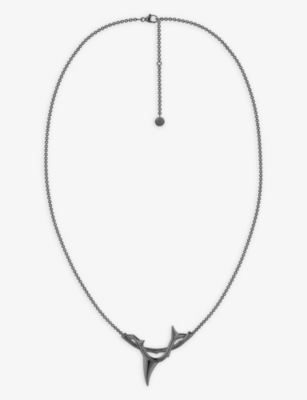 SHAUN LEANE: Rose Thorn rhodium-plated sterling-silver pendant necklace