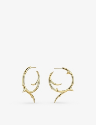 SHAUN LEANE: Rose Thorn large yellow gold-plated vermeil sterling-silver hoop earrings