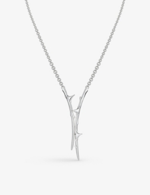 Shop Shaun Leane Women's Silver Rose Thorn Sterling-silver Pendant Necklace