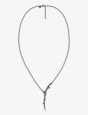 SHAUN LEANE: Rose Thorn rhodium pendant necklace