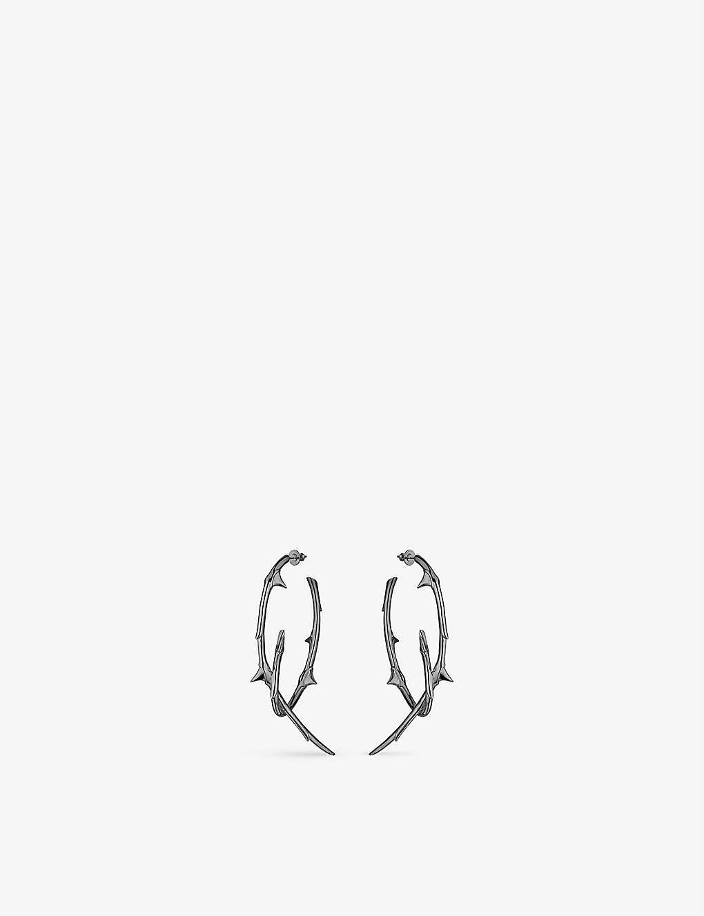 Shaun Leane Rose Thorn Rhodium-plated Silver Hoop Earrings In Black Rhodium