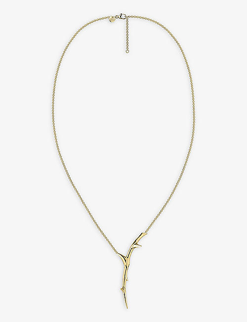 SHAUN LEANE: Rose Thorn yellow gold-plated vermeil sterling-silver pendant necklace