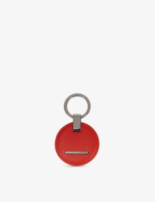 Shop Porsche Design Men's Orange Circle Logo-embossed Leather Key-ring