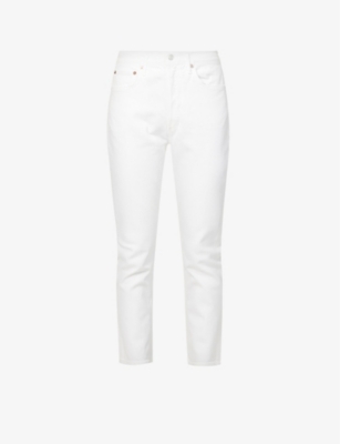 Agolde Riley Straight High-rise Regular-fit Organic-cotton Jeans In White