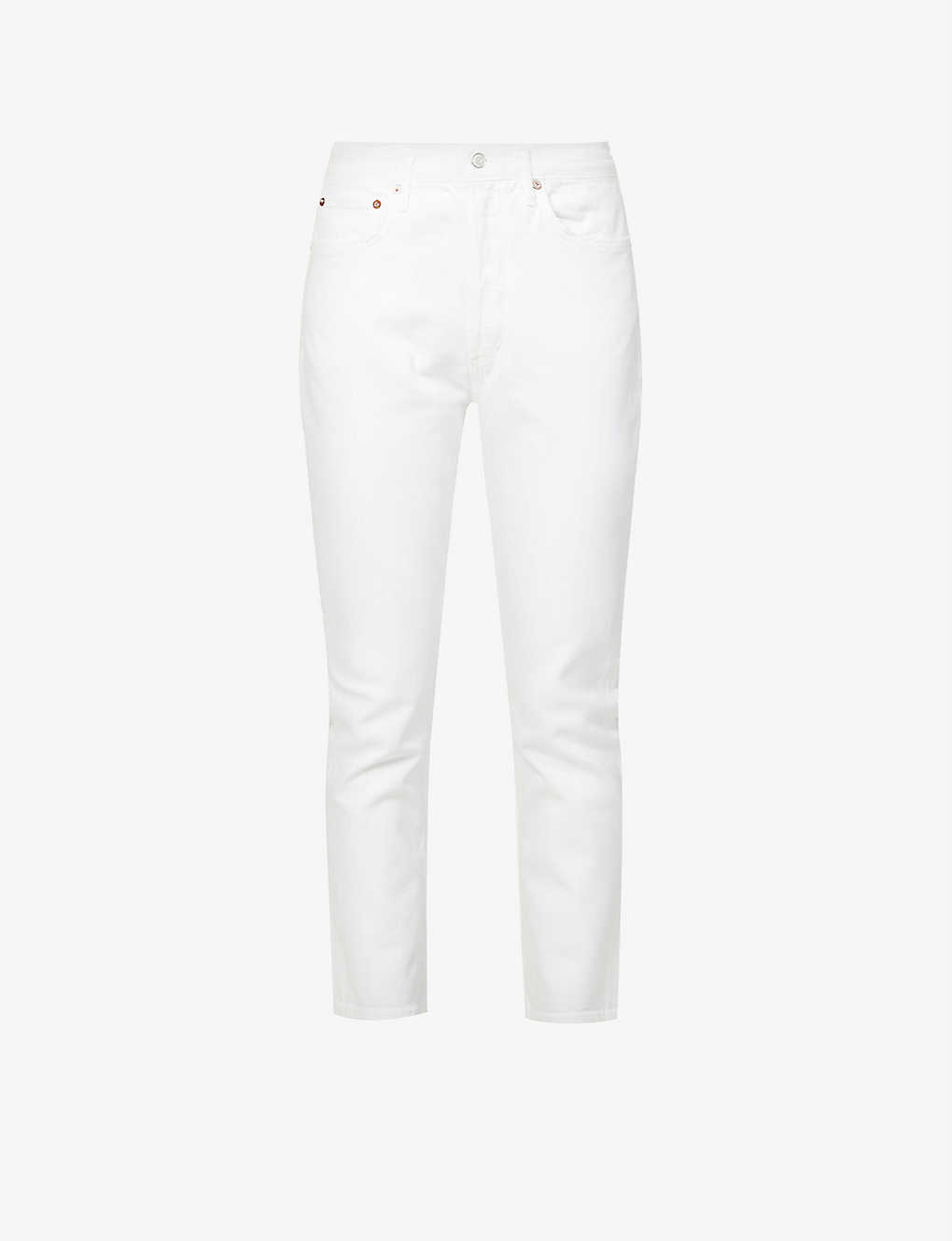 Agolde Riley Straight High-rise Regular-fit Organic-cotton Jeans In White