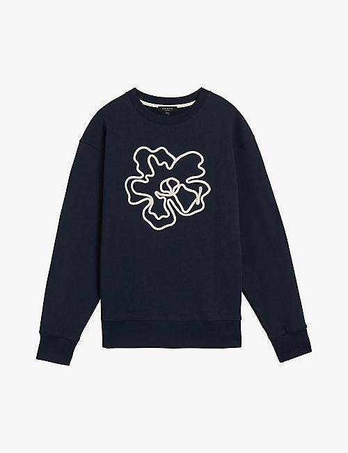 TED BAKER: Magnolia logo-embroidered cotton-jersey sweatshirt