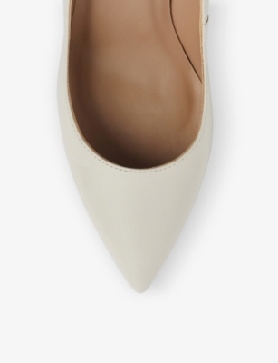 Lk Bennett Floret Pointed-toe Leather Courts In White